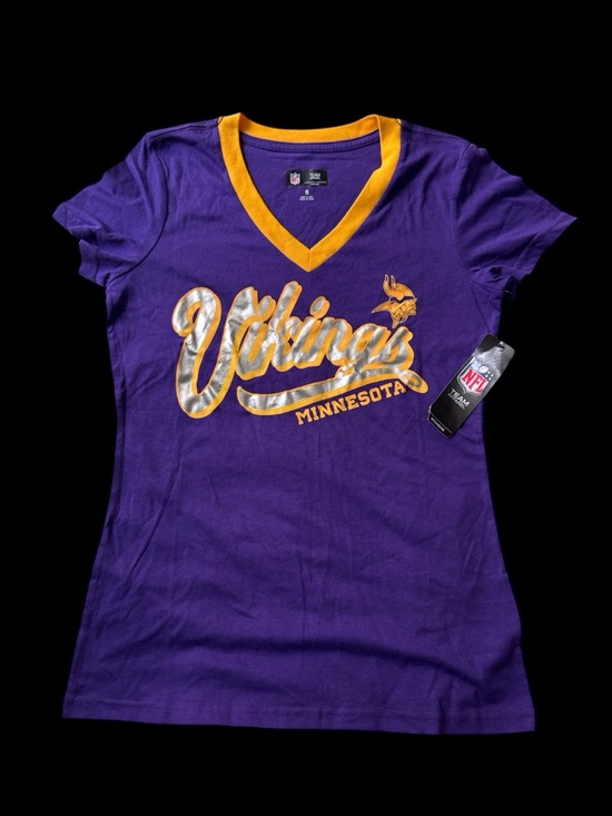 NFL Tops - New Minnesota Vikings Women’s Purple and Gold V-Neck Tee small